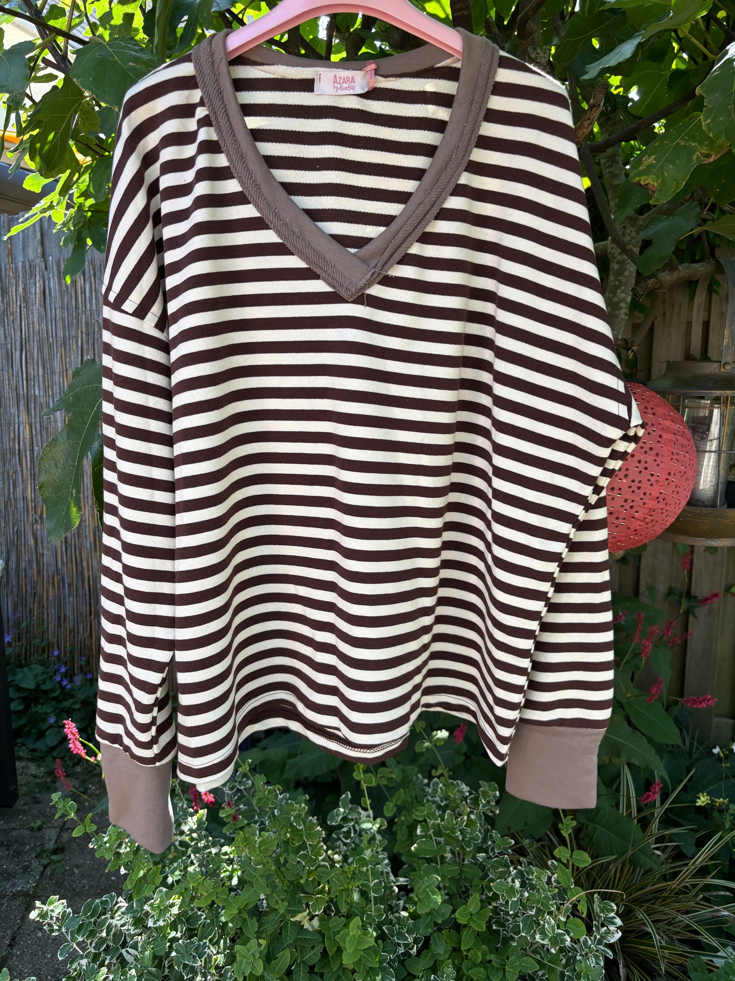 Ruime streep sweater Vhals