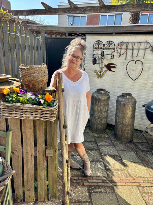 Linnen White korte mouw