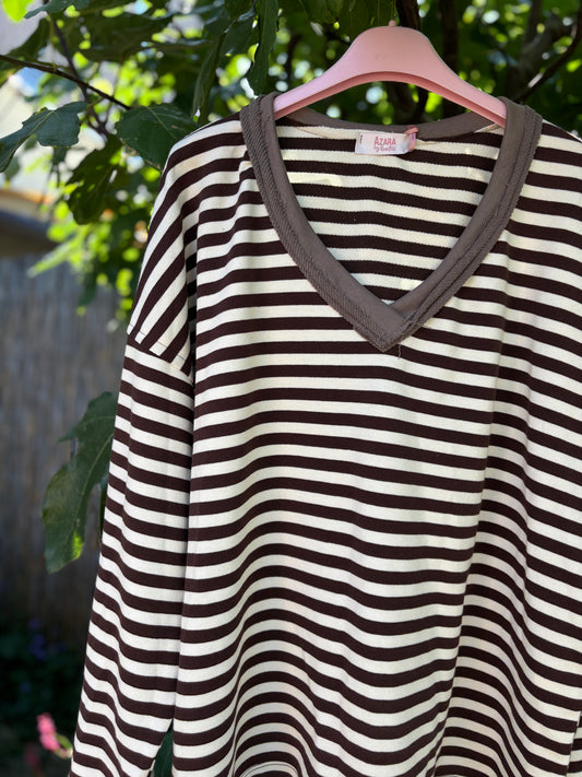 Ruime streep sweater Vhals