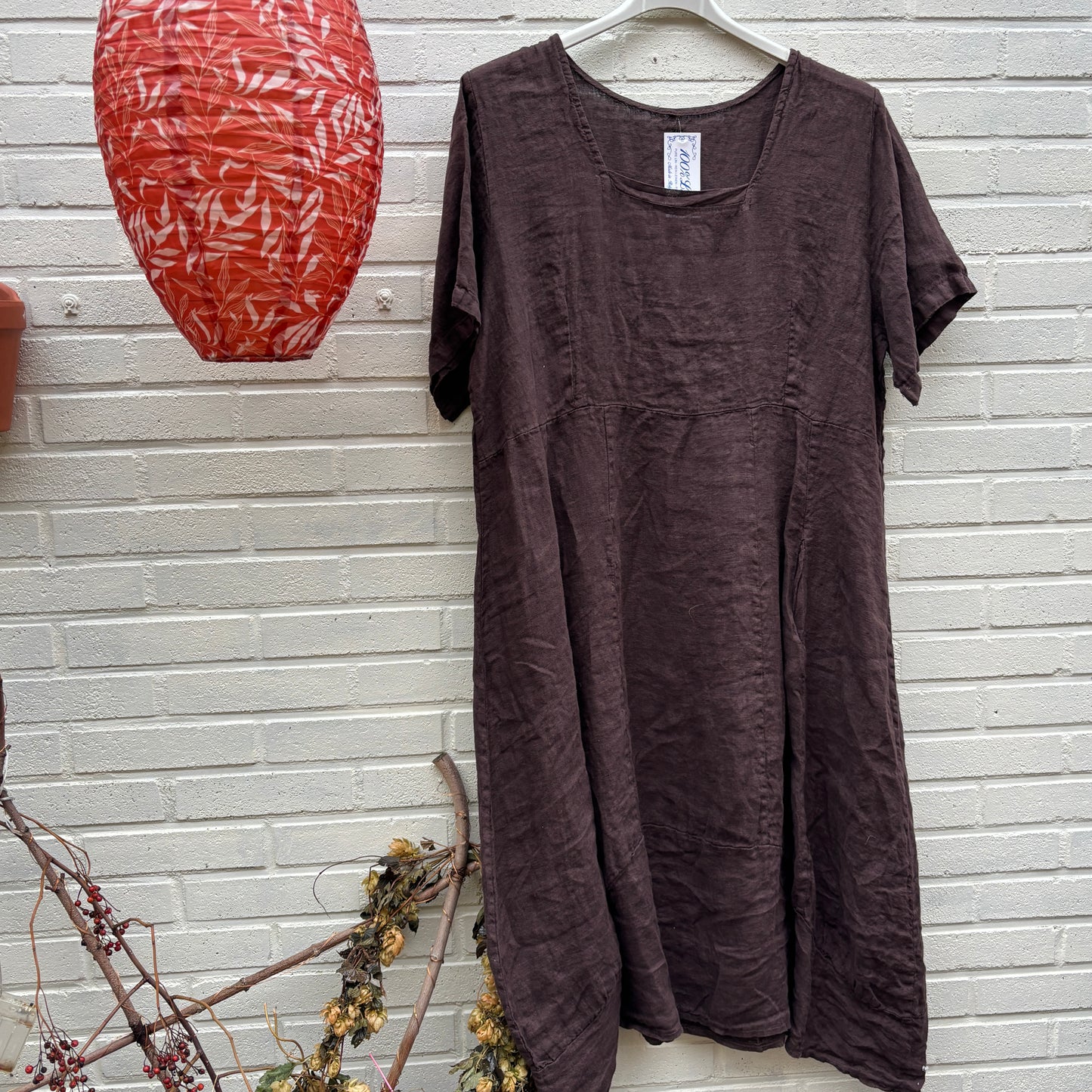 Linnen jurk korte mouw