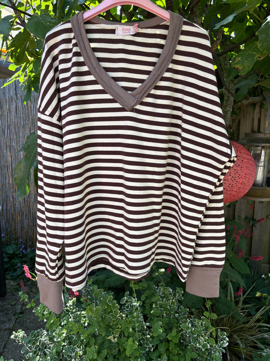 Ruime streep sweater Vhals