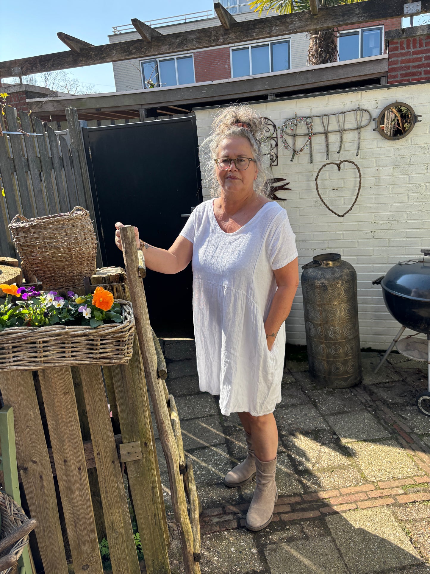 Linnen White korte mouw